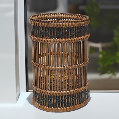 2019-04-1523 -  RATTAN ROUND WRITING HOLDER WITH BLACK DIAMOND DIRECT FROM FACTORY EXPORTER IN ASIA TO IMPORTERS