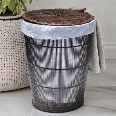 2013-012-0109 -  FINE WOVEN RUSTIC LAUNDRY BASKET WITH INNER COTTON BAG DIRECT FROM FACTORY EXPORTER IN ASIA TO IMPORTERS