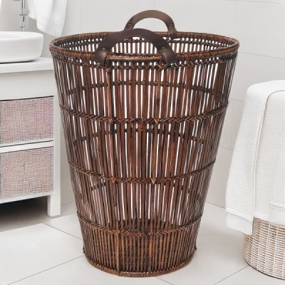 2018-010-824 -  TALL SURIN POLE LAUNDRY BASKET WITH LEATHER HANDLES DIRECT FROM FACTORY EXPORTER IN ASIA TO IMPORTERS