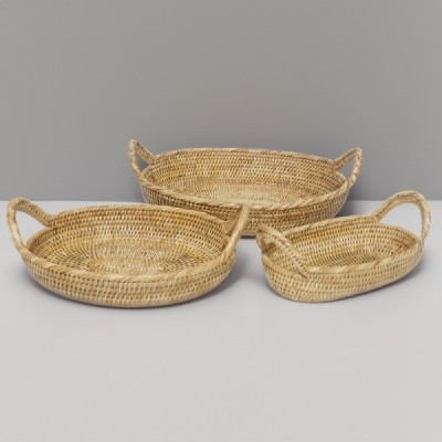 2023-07-2781 -  RATTAN SET OF 3 STACKING OVAL BOWLS WITH EAR HANDLES DIRECT FROM FACTORY EXPORTER IN ASIA TO IMPORTERS