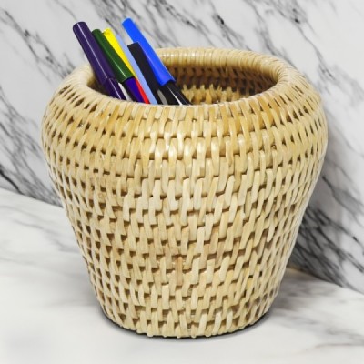 2024-01-3096 -  BROWN RATTAN PEN POT DIRECT FROM FACTORY EXPORTER IN ASIA TO IMPORTERS