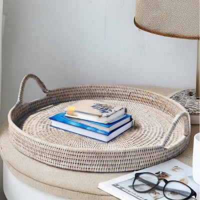 2014-002-0609 -  RATTAN ROUND TRAY WITH EAR HANDLES LARGE DIRECT FROM FACTORY EXPORTER IN ASIA TO IMPORTERS