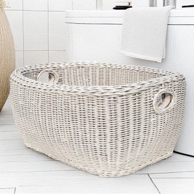 2018-001-499 -  TWO TIME WICKER WOVEN WHITE FAMILY BASKET DIRECT FROM FACTORY EXPORTER IN ASIA TO IMPORTERS