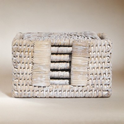 RD-0013-0054-W -  RATTAN 6 SQAURE COASTERS WITH STORAGE BOX DIRECT FROM FACTORY EXPORTER IN ASIA TO IMPORTERS