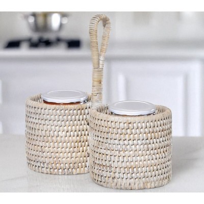 RD-0013-0065-W -  RATTAN TWIN CONDIMENT HOLDER  DIRECT FROM FACTORY EXPORTER IN ASIA TO IMPORTERS