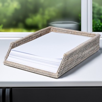 RD-0013-0080-W -  RATTAN A4 PAPER TRAY DIRECT FROM FACTORY EXPORTER IN ASIA TO IMPORTERS