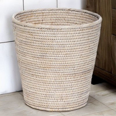 RD-0013-0113-W -  RATTAN ROUND TAPERED WASTE BIN DIRECT FROM FACTORY EXPORTER IN ASIA TO IMPORTERS