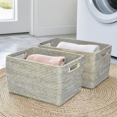 2023-06-2495-GREY - LARGE RATTAN ROUNDED CORNER STORAGE BASKET DIRECT FROM FACTORY EXPORTER IN ASIA TO IMPORTERS 2023-06-2495-GREY - LARGE RATTAN ROUNDED CORNER STORAGE BASKET DIRECT FROM FACTORY EXPORTER IN ASIA TO IMPORTERS