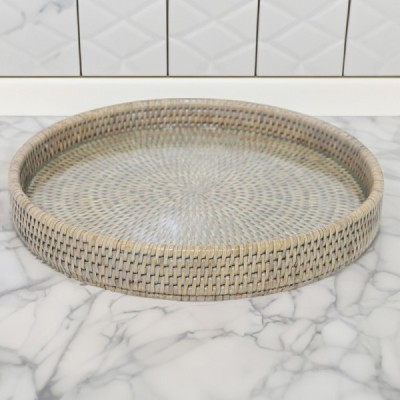 2023-01-2173 -  RATTAN ROUND DRINKS TRAY