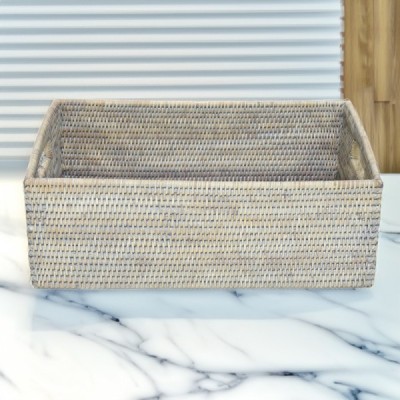 2023-06-2473-GREY -  RATTAN RECT. STORAGE BASKET WITH INSERT HANDLE ( LARGE ) DIRECT FROM FACTORY EXPORTER IN ASIA TO IMPORTERS