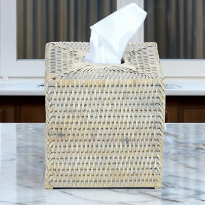 2023-06-2479-GREY -  RATTAN SQUARE TISSUE BOX COVER DIRECT FROM FACTORY EXPORTER IN ASIA TO IMPORTERS