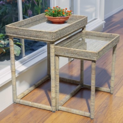 2024-01-3087 - SET OF TWO GREY COFFEE TABLES WITH GLASS INSERT DIRECT FROM FACTORY EXPORTER IN ASIA TO IMPORTERS 2024-01-3087 - SET OF TWO GREY COFFEE TABLES WITH GLASS INSERT DIRECT FROM FACTORY EXPORTER IN ASIA TO IMPORTERS