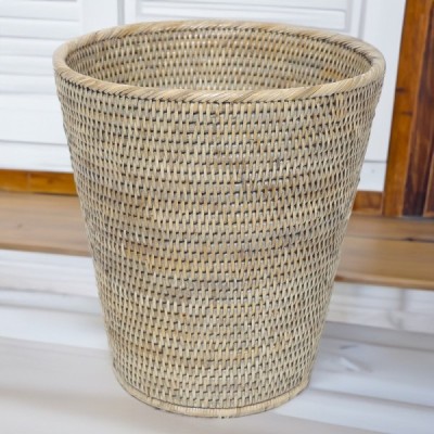 2023-06-2503-GREY -  RATTAN ROUND WASTE BASKET ( LARGE ) DIRECT FROM FACTORY EXPORTER IN ASIA TO IMPORTERS