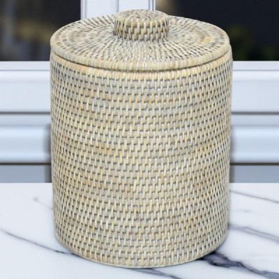 2023-06-2504-GREY -  RATTAN ROUND WASTE BIN WITH LID ( LARGE ) DIRECT FROM FACTORY EXPORTER IN ASIA TO IMPORTERS