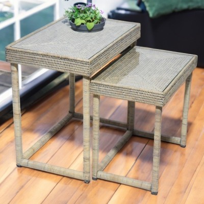 2024-01-3088 -  SET OF TWO GREY COFFEE TABLES WITH GLASS INSERT DIRECT FROM FACTORY EXPORTER IN ASIA TO IMPORTERS