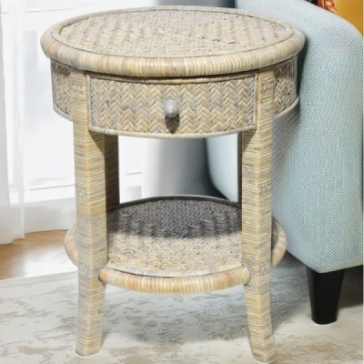 2024-06-3489 -  GREY ALFRESCO ROUND SIDE TABLE DIRECT FROM FACTORY EXPORTER IN ASIA TO IMPORTERS