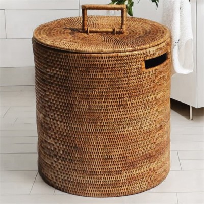 2013-012-0071 -  RATTAN DOBBY ROUND LAUNDRY BASKET DIRECT FROM FACTORY EXPORTER IN ASIA TO IMPORTERS