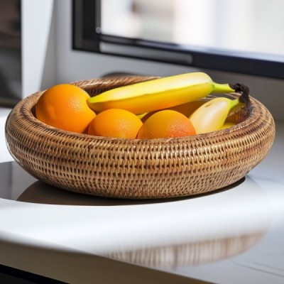 2013-012-0034 -  RATTAN NEW ROUND FRUIT BOWL (SMALL) DIRECT FROM FACTORY EXPORTER IN ASIA TO IMPORTERS