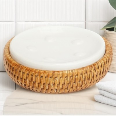 2020-09-1553 -  RATTAN SOAP DISH WITH CERAMIC  DIRECT FROM FACTORY EXPORTER IN ASIA TO IMPORTERS