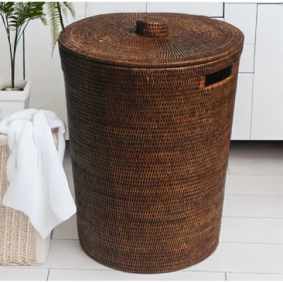 2014-001-0410 -  RATTAN ROUND HAMPER WITH INSERT HANDLES DIRECT FROM FACTORY EXPORTER IN ASIA TO IMPORTERS