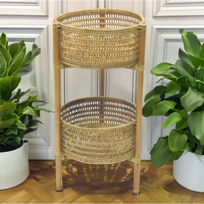 2023-06-2536-HONEY -  RATTAN TWO TIER STAND WITH CASTLE WEAVE BASKETS DIRECT FROM FACTORY EXPORTER IN ASIA TO IMPORTERS