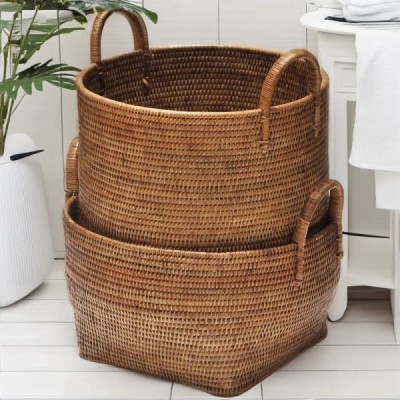 2014-009-0763 -  TALL & SHORT LAUNDRY DROP BASKET SET OF 2 DIRECT FROM FACTORY EXPORTER IN ASIA TO IMPORTERS