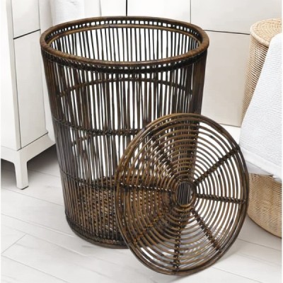 2015-006-0882 -  RATTAN THAI SURIN TALL ROUND LAUNDRY BASKET DIRECT FROM FACTORY EXPORTER IN ASIA TO IMPORTERS