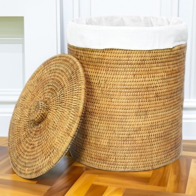 2023-07-2732 -  RATTAN ROUND DOBBY BASKET WITH INSIDE WHITE COTTON BAG DIRECT FROM FACTORY EXPORTER IN ASIA TO IMPORTERS