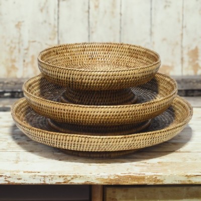 2024-01-3036 -  LOW RATTAN BREAD TRAYS SET OF 3 PCS WITH ROUNDED EDGES DIRECT FROM FACTORY EXPORTER IN ASIA TO IMPORTERS