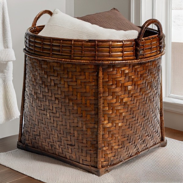 Rattan Island Tall Cylinder Laundry Basket With Lid Direct From Asia Manufacturer