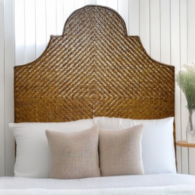 2024-07-3558 -  DARK BROWN ALFRESCO BED HEADBOARD WITH HLIANG WEAVE DIRECT FROM FACTORY EXPORTER IN ASIA TO IMPORTERS