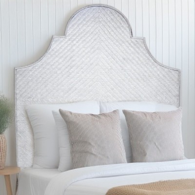 2024-07-3560 -  SOLID WHITE ALFRESCO BED HEADBOARD WITH HLIANG WEAVE DIRECT FROM FACTORY EXPORTER IN ASIA TO IMPORTERS