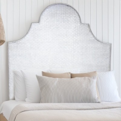 2024-07-3561 -  SOLID WHITE ALFRESCO BED HEADBOARD WITH CHEST WEAVE DIRECT FROM FACTORY EXPORTER IN ASIA TO IMPORTERS