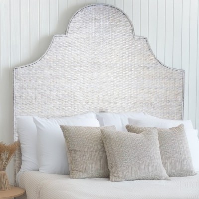 2024-07-3563 -  WHITE WASH ALFRESCO BED HEADBOARD WITH CHEST WEAVE DIRECT FROM FACTORY EXPORTER IN ASIA TO IMPORTERS