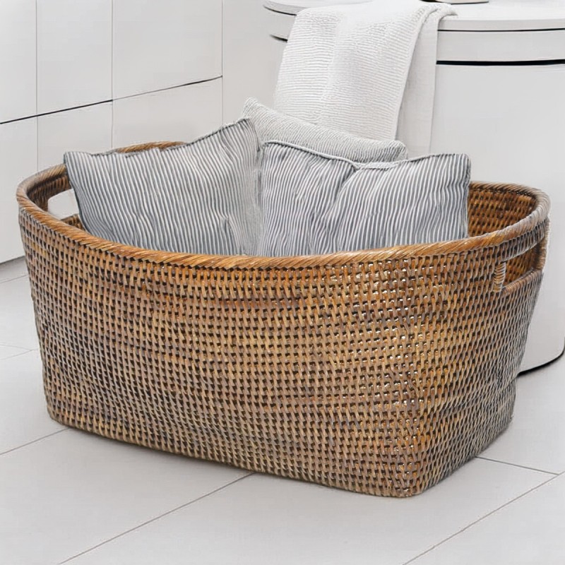 Rattan Storage Basket with Handles, Large, Brown Laundary baskets