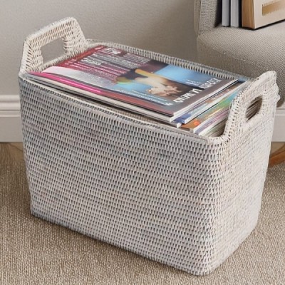 2014-001-0370 -  RATTAN MAGAZINE BASKET WITH HANDLE DIRECT FROM FACTORY EXPORTER IN ASIA TO IMPORTERS