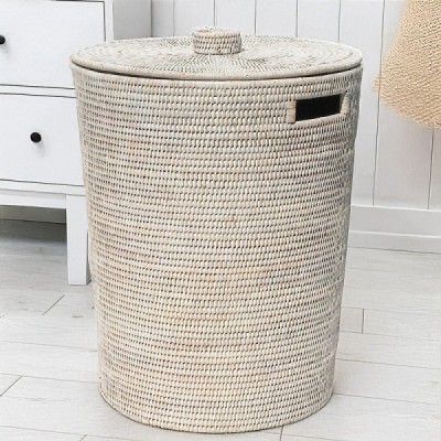 RD-0013-0073-W -  RATTAN ROUND LAUNDRY BASKET DIRECT FROM FACTORY EXPORTER IN ASIA TO IMPORTERS