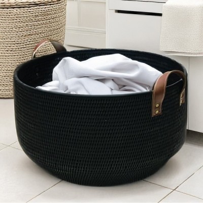 2024-10-3748 -  LAUNDRY BASKET WITH LEATHER HANDLES DIRECT FROM FACTORY EXPORTER IN ASIA TO IMPORTERS