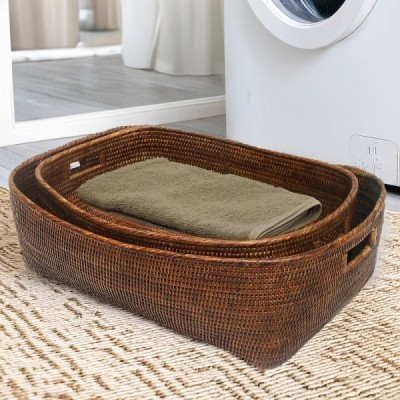 LA-27 - RATTAN CLASSIC FMAILY BASKET (SET OF 2 NESTED BASKETS) DIRECT FROM FACTORY EXPORTER IN ASIA TO IMPORTERS LA-27 - RATTAN CLASSIC FMAILY BASKET (SET OF 2 NESTED BASKETS) DIRECT FROM FACTORY EXPORTER IN ASIA TO IMPORTERS