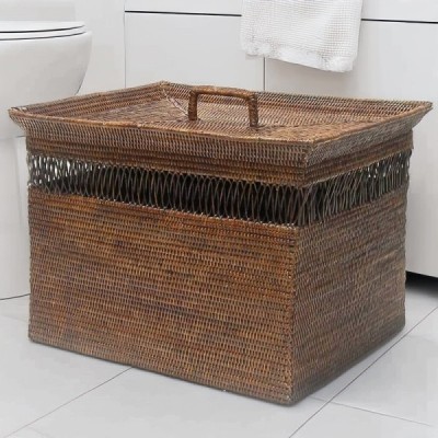 LA-26 -  RATTAN LAUNDRY BASKET WITH CRISS CROSS WEAVING DIRECT FROM FACTORY EXPORTER IN ASIA TO IMPORTERS