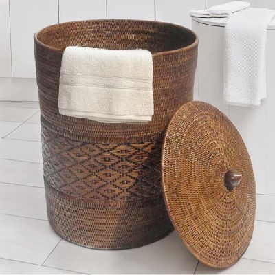 LA-29 -  RATTAN ORCHID LAUDRY BASKET DIRECT FROM FACTORY EXPORTER IN ASIA TO IMPORTERS