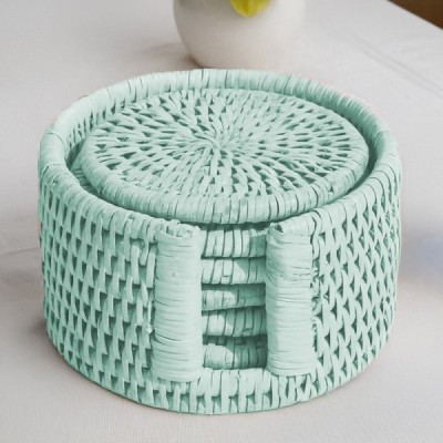 2024-11-3836 -  RATTAN 6 ROUND COASTERS WITH STORAGE BOX DIRECT FROM FACTORY EXPORTER IN ASIA TO IMPORTERS