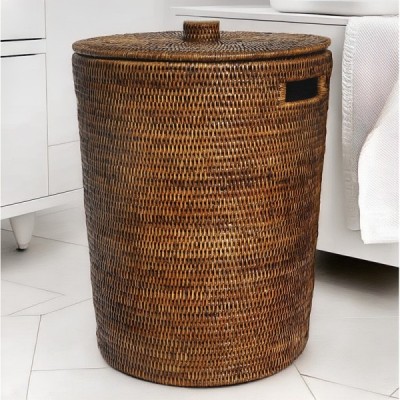 RD-0013-0073 -  RATTAN ROUND LAUNDRY BASKET DIRECT FROM FACTORY EXPORTER IN ASIA TO IMPORTERS