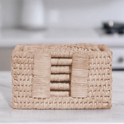 2024-11-4102 -  SET OF 6 HANDMADE RATTAN COASTERS WITH STORAGE BOX DIRECT FROM FACTORY EXPORTER IN ASIA TO IMPORTERS