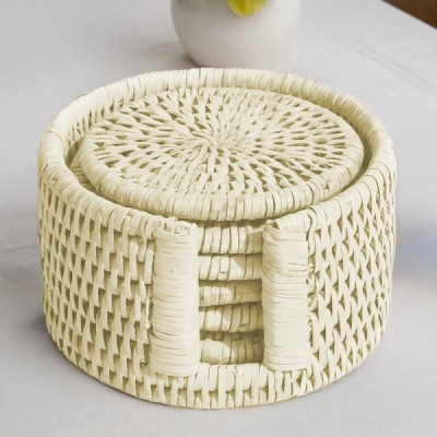 2024-11-4213 -  RATTAN 6 ROUND COASTERS WITH STORAGE BOX DIRECT FROM FACTORY EXPORTER IN ASIA TO IMPORTERS