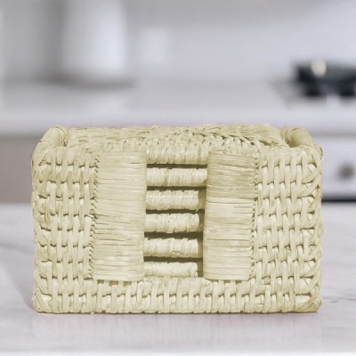 2024-11-4251 -  SET OF 6 HANDMADE RATTAN COASTERS WITH STORAGE BOX DIRECT FROM FACTORY EXPORTER IN ASIA TO IMPORTERS