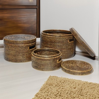 2023-11-2931 -  RATTAN ROUND STORAGE BOXES SET OF 3 DIRECT FROM FACTORY EXPORTER IN ASIA TO IMPORTERS