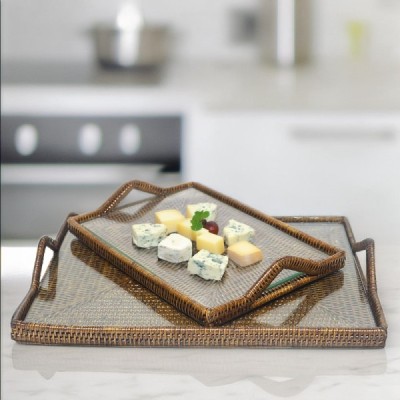 2023-06-2401 -  RATTAN RECT TRAY WITH HANDLE /LARGE (INSIDE GLASS) DIRECT FROM FACTORY EXPORTER IN ASIA TO IMPORTERS