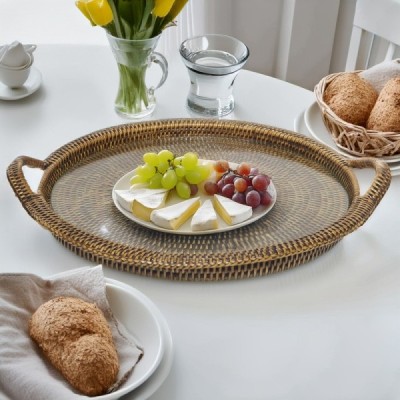 2023-01-2105 -  RATTAN ROUND CHEESE TRAY WITH HANDLES DIRECT FROM FACTORY EXPORTER IN ASIA TO IMPORTERS