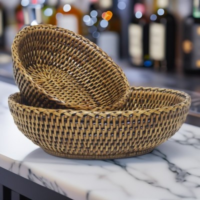 2014-001-0403 -  RATTAN OVAL BREAD BOWL  (SET/2) DIRECT FROM FACTORY EXPORTER IN ASIA TO IMPORTERS